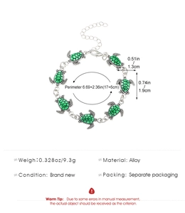 Tabella taglie dettagliata per bracciale tartaruga con catena 17cm e prolunga 6cm