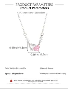 Detailed size parameters of heart pendant necklace with dimensions and materials