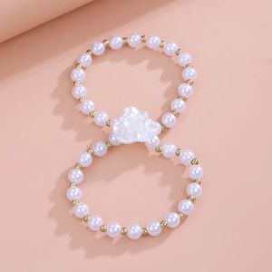 Double-layer camellia flower anklet with pink pearls and gold beads for women