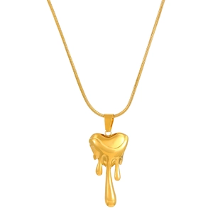 Lava fluid heart necklace in gold stainless steel with sleek snake chain aesthetic