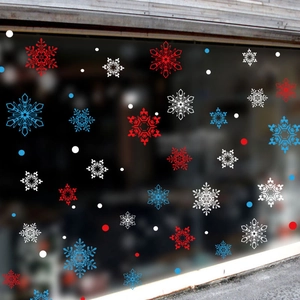 Adesivi elettrostatici natalizi con fiocchi di neve colorati per vetrine e muri