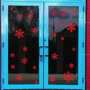 Christmas red snowflake window stickers for festive glass and wall decoration ornaments