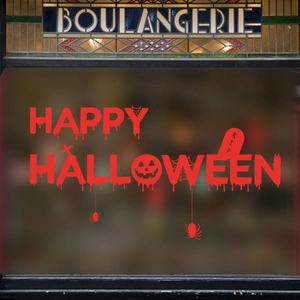 Bloody Happy Halloween wall stickers with pumpkin and spider web for window decoration