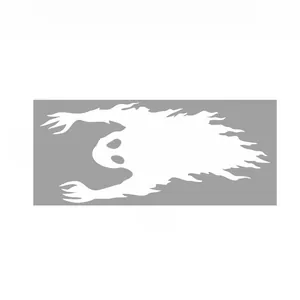 Technical layout of Halloween white ghost wall sticker with dimensions 57cm by 26cm