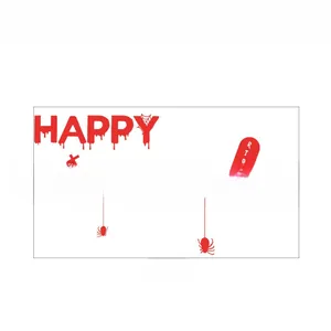 Detail showing red bloody Halloween wall sticker dimensions 56x30cm with spiders and web