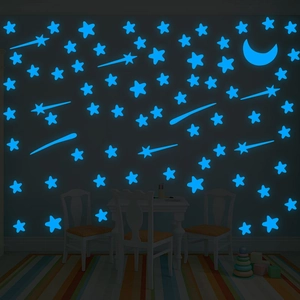 Glow In The Dark Stars Moon Wall Stickers Luminous Meteor Wall Decals For Kids Bedroom Nursery Decor PVC Self Adhesive Art