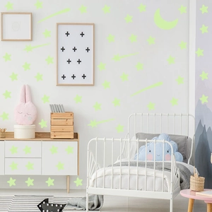 Luminous glow in the dark stars and moon wall stickers for kids bedroom decor