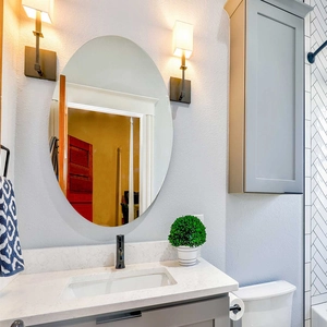 Oval frameless acrylic mirror wall sticker for bathroom and dormitory wall decor