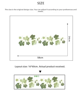 Size comparison of green vine wall stickers showing layout and finished dimensions