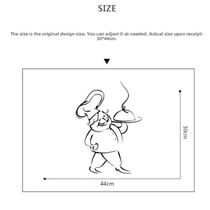 Size chart for chef wall sticker showing 30x44cm dimensions and design layout