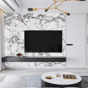 Modern white marble textured self-adhesive PVC wallpaper for living room wall decor