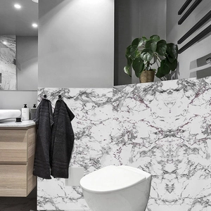 Modern marble texture self-adhesive PVC wallpaper for bathroom and living room decor