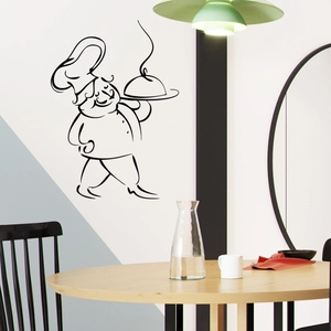 Minimalist black chef silhouette wall sticker for kitchen and restaurant decor