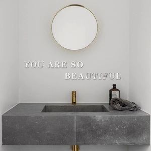 Acrylic mirror wall stickers with English letters YOU ARE SO BEAUTIFUL for home decor