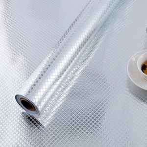 Silver diamond-patterned self-adhesive kitchen oil-proof wall sticker roll
