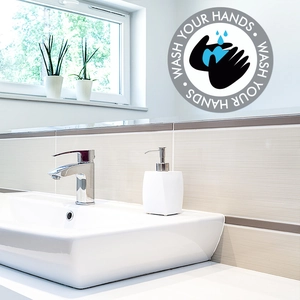 Waterproof round wash your hands wall sticker for modern bathroom and kitchen sinks