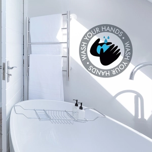 Waterproof Wash Your Hands round wall sticker for bathroom and sink area decoration
