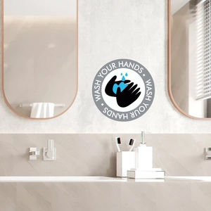 Modern Wash Your Hands PVC wall sticker for bathroom decor in high resolution