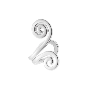 Minimalistische silberfarbene Punk-Ohrklemme mit dreilagigem, spiralförmigem Liniendesign