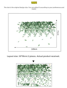 Size specifications for falling leaves wall stickers showing 109x71cm layout dimensions