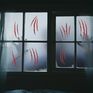 Autocollants de griffes sanglantes rouges pour décoration de fenêtre Halloween