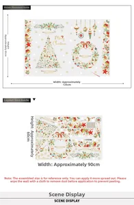 Detailed size chart showing 125x85cm layout and 90x60cm original Christmas wall decal dimensions