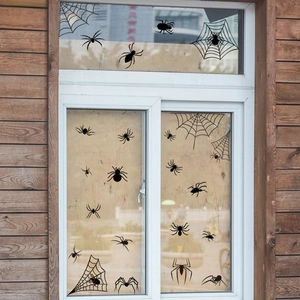 Αυτοκόλλητα παραθύρου Halloween με μαύρους ιστούς αράχνης για εορταστική διακόσμηση