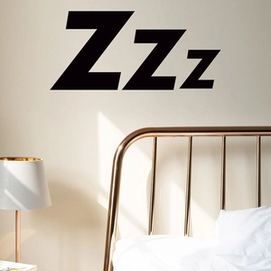 Vinilo decorativo Zzz negro minimalista sobre cama moderna para decorar dormitorio