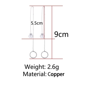 Detail showing 9cm tassel earrings with copper material and specific weight dimensions