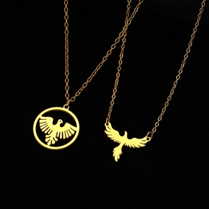 Men hip hop eagle pendants in gold stainless steel featuring openwork and bird outline