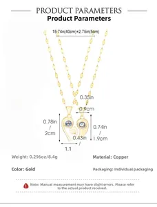 Detailed specifications of heart projection necklace with copper and gold finish details