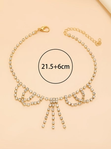 Chaîne de cheville à pompon en cristal scintillant, longueur réglable 21,5+6cm et fermoir