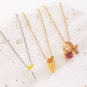 Luxus Kupfer Gebürstete Karotten Halskette Einzigartige Schaufel Kiefernzapfen Kreuz Anhänger Schlüsselbeinkette Schmuck