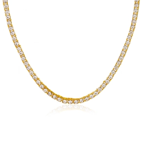 Elegante gouden tennisketting met fonkelende zirkonia kristallen voor dames