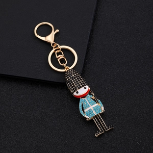 British royal guard keychain with sparkling rhinestones and gold-tone finish charm