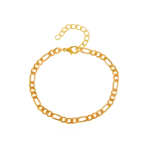 Classic gold-plated Figaro chain bracelet for men with lobster clasp and extension link