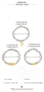 Tableau des tailles détaillé montrant poids et diamètres des bracelets perles coeur