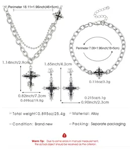 Detaillierte Größentabelle für Halskette, Armband und Ohrringe mit Kreuzanhänger