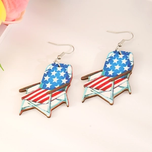 Boucles d'oreilles chaise de plage fête nationale USA avec motif drapeau étoiles