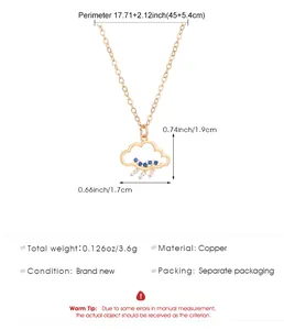 Guía de tallas para el collar de nube con detalles de perímetro y dimensiones
