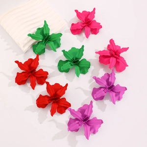 Chic 3D geometric pleated flower earrings in vibrant matte colors for street fashion