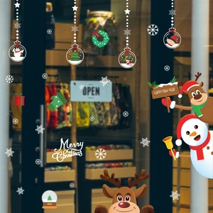Stickers de Noël avec Père Noël et élan pour décoration festive de vitres et fenêtres