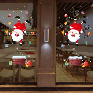 Adesivi natalizi per finestre con Babbo Natale e regali per decorazioni festive in vetro