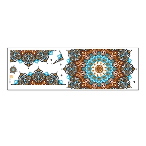 Detail view of Mandala wall sticker FX-D33 with blue bohemian geometric pattern