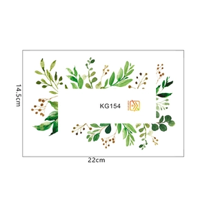 Sticker mural pour interrupteur motif feuilles vertes, dimensions 22x14,5 cm