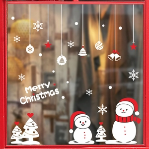 Merry Christmas Schneemann Wandaufkleber PVC DIY Fensterbild Für Festliches Geschäft Zuhause Dekoration Abnehmbare Mural
