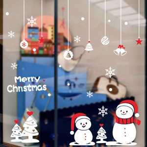 Festliche Weihnachts-Schneemann- und Baum-Wandtattoos für die Fensterdekoration