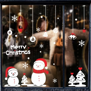 Weihnachts-Schneemann-Fensteraufkleber mit Merry Christmas Text für Glasdekoration