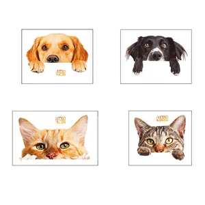 Detail view of cute 3D peeking dog and cat self-adhesive PVC wall stickers for switches