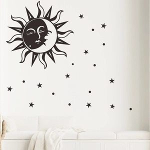 Creative sun moon and stars wall decals set for modern minimalist home interior decoration